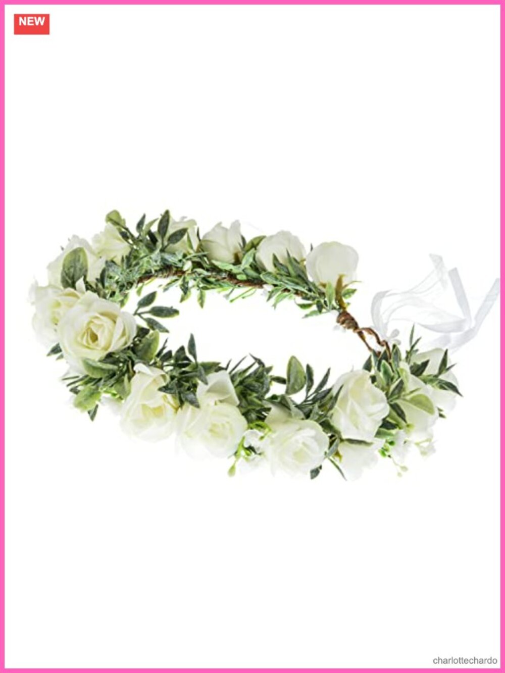 Handmade Floral Crown Boho Flower Headband Hair Wreath with Ribbon